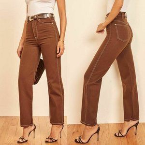Reformation Women's Size 29 Chocolate Cowboy High Rise Straight Jeans